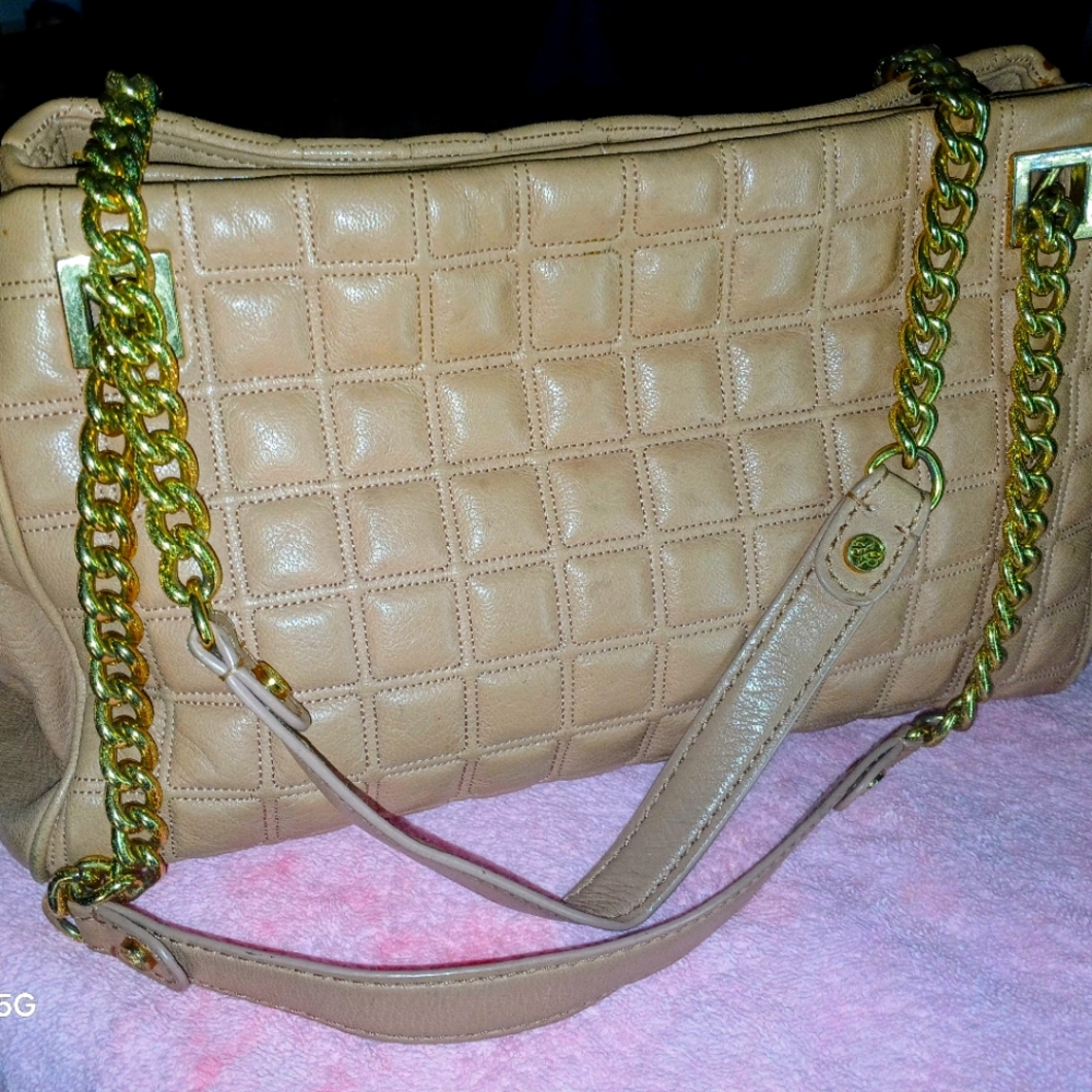 Antonio Melani leather bag with gold chain detail Str aps 3 section opening